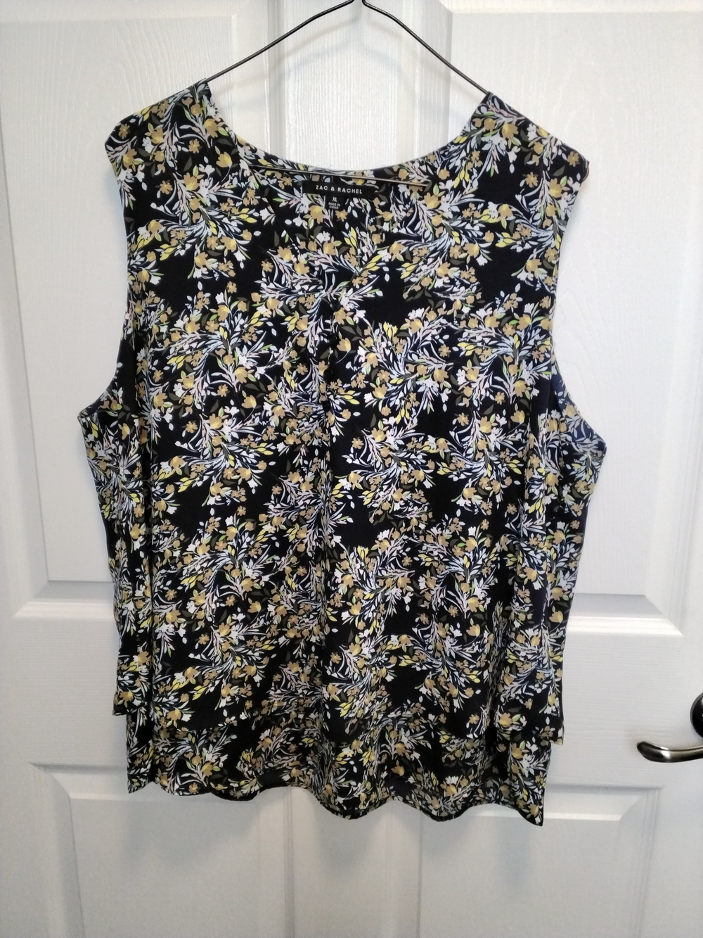 Zac & Rachel Black Layered Floral Camisole with Yellow and White Print
